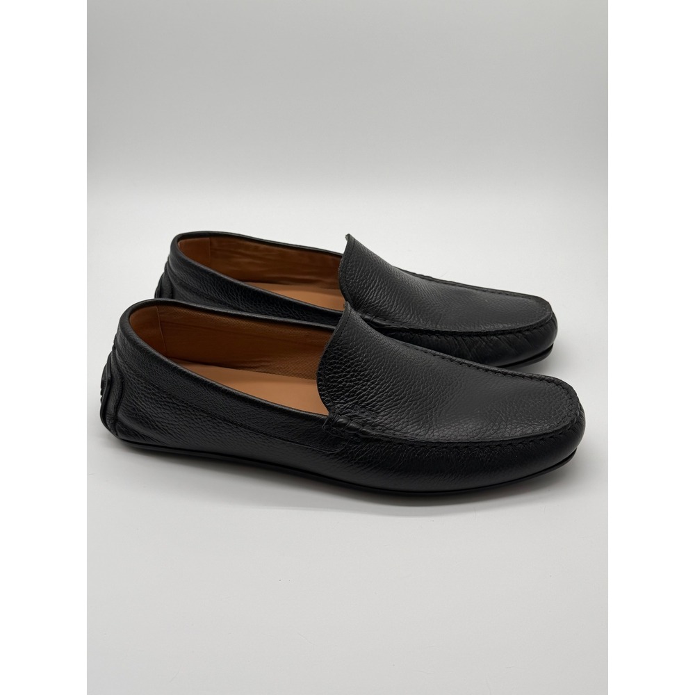 Hugo Boss Driver Loafers Mens 13 Black Pebbled Leather Moc Toe Slip On Shoes